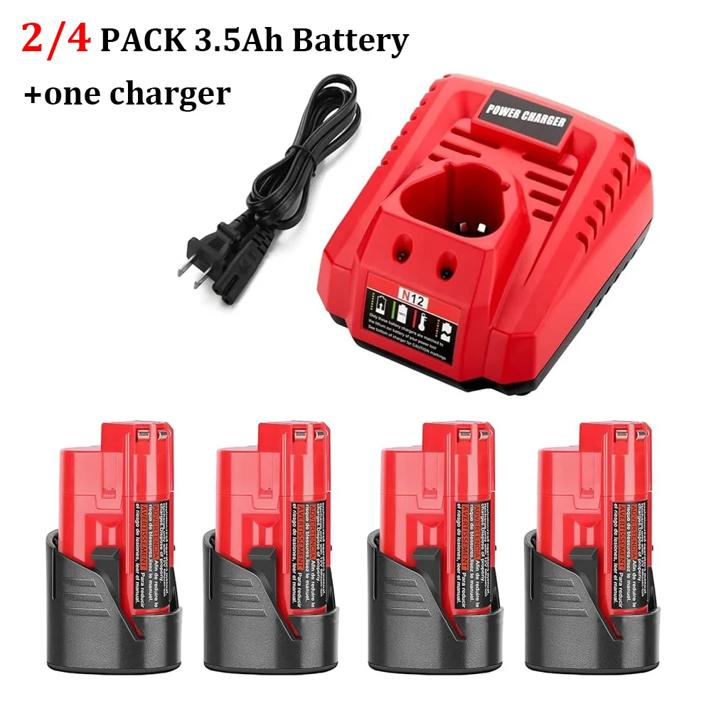 2/4 Pack 3500mAh Replacement 12V Lithium Battery + Rapid Charger for 12V Battery 48-11-2401 48-11-2402 48-11-2411 48-11-2420
2/4 Pack 3500mAh Replacement 12V Lithium Battery + Rapid Charger for 12V Battery 48-11-2401 48-11-2402 48-11-2411 48-11-2420