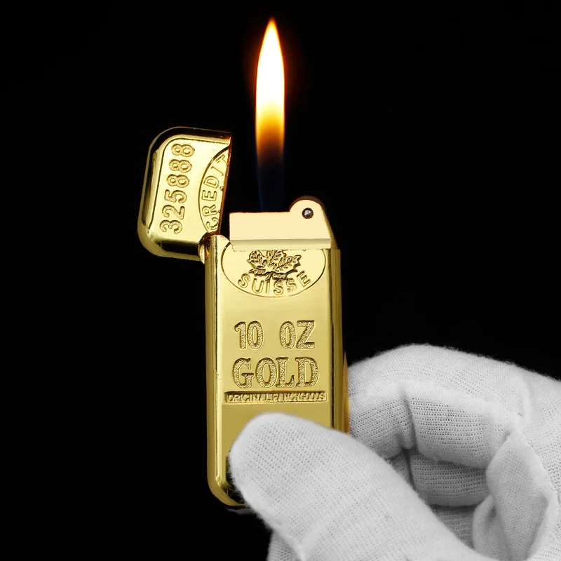 Classic Gold Bar Shape Lighter Refillable Butane Gas Flint Grinding Wheel Lighters Cigarette Accessories Outdoor Ignition Tool
Classic Gold Bar Shape Lighter Refillable Butane Gas Flint Grinding Wheel Lighters Cigarette Accessories Outdoor Ignition Tool