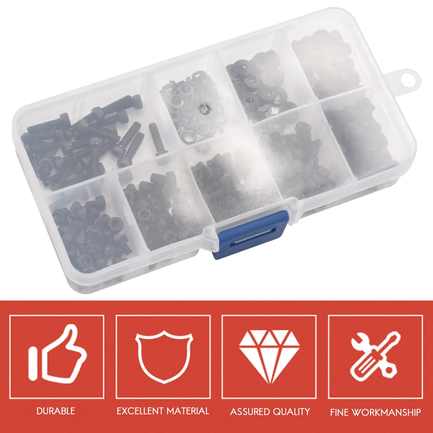 F-T 300 Pcs Nuts Bolts Set Hex Bolts Nut And Washer Assortment Screws Bolts M3 Tool Kit With Plastic Box (Black)
F-T 300 Pcs Nuts Bolts Set Hex Bolts Nut And Washer Assortment Screws Bolts M3 Tool Kit With Plastic Box (Black)