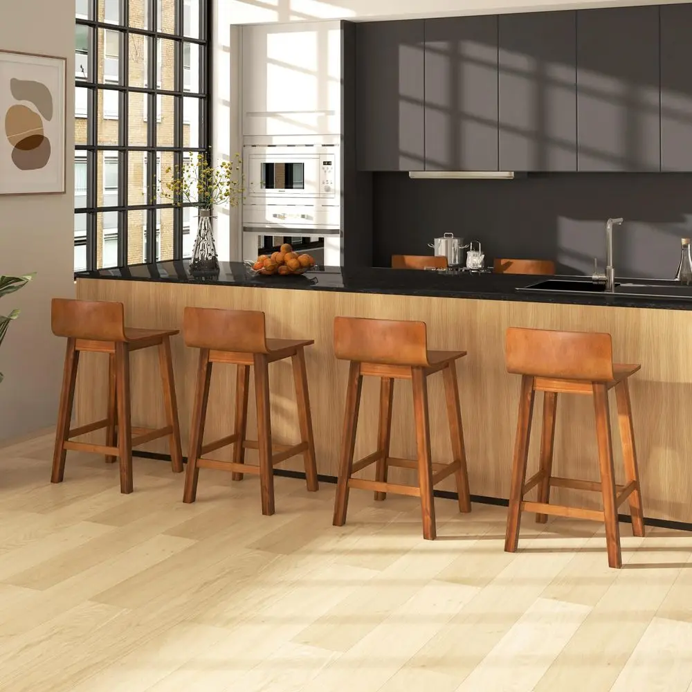 Solid Wood Bar Stools Set of 4, 24.5inch Counter Height Chairs with Low Back and Footrest, Farmhouse Wooden Armless barstools f
Solid Wood Bar Stools Set of 4, 24.5inch Counter Height Chairs with Low Back and Footrest, Farmhouse Wooden Armless barstools f