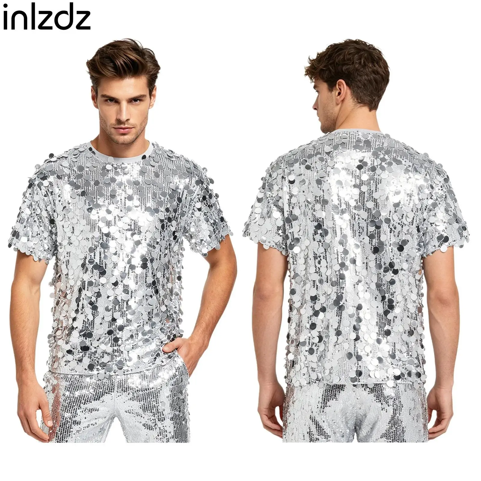 Allover Sequins Crew Neck Tee for Men Short Sleeve Glitter Dance Top Fully Lined Street Dance Wear for Jazz Disco Party Clubwear
Allover Sequins Crew Neck Tee for Men Short Sleeve Glitter Dance Top Fully Lined Street Dance Wear for Jazz Disco Party Clubwear