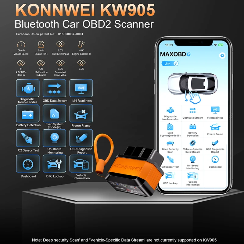 KONNWEI KW906 KW905 KW903 KW902 KW901 Bluetooth 5.2 OBD2 Scanners ELM327 V1.5 Fault Diagnostic Tool for Android/IOS Code Reader
KONNWEI KW906 KW905 KW903 KW902 KW901 Bluetooth 5.2 OBD2 Scanners ELM327 V1.5 Fault Diagnostic Tool for Android/IOS Code Reader