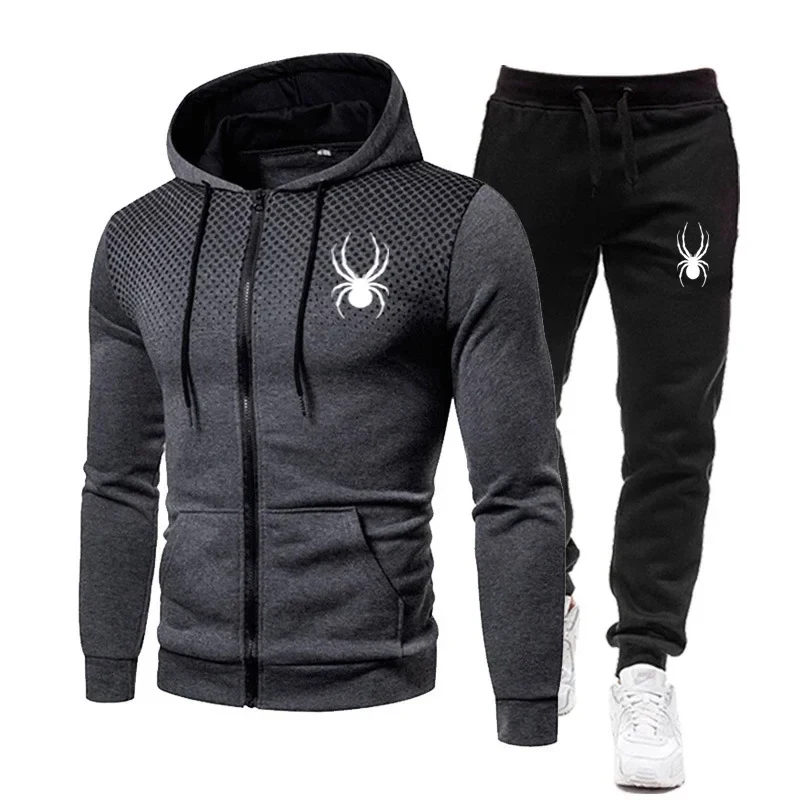 2026 Spring Winter spider print zipper long-sleeved hoodie + stretch waist pants two-piece men's sports jogging fitness suit
2026 Spring Winter spider print zipper long-sleeved hoodie + stretch waist pants two-piece men's sports jogging fitness suit
