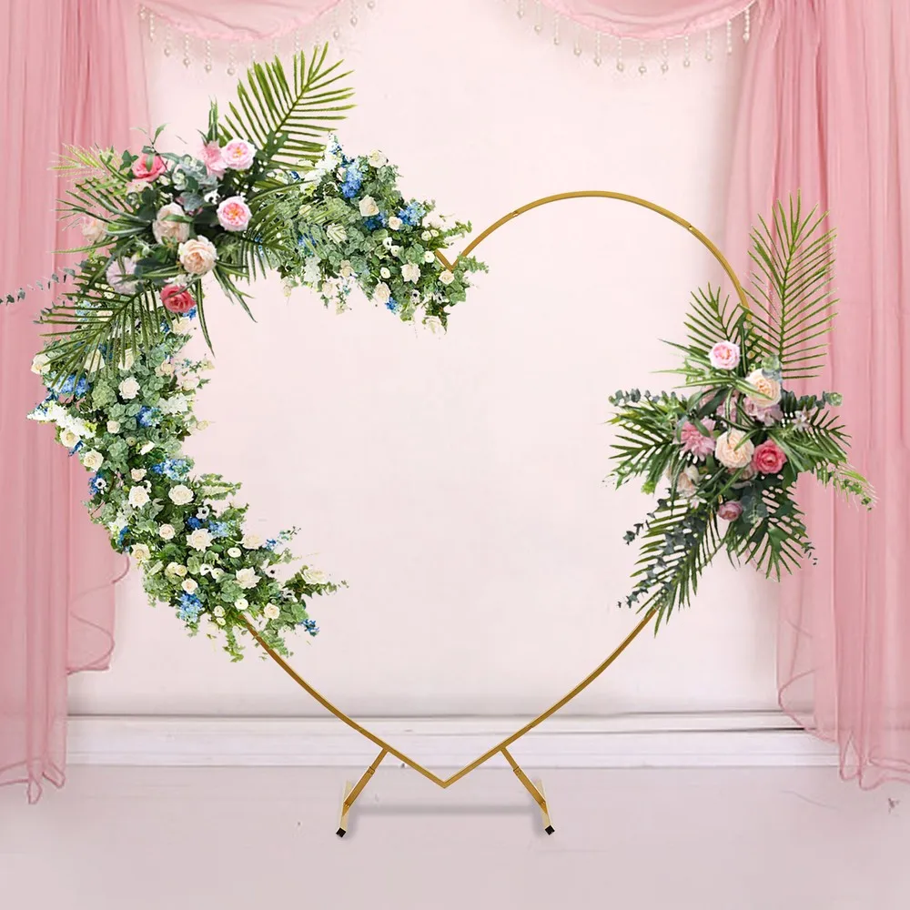 210cm(6.89ft) Heart Shaped Gold Metal Balloon Arch Stand Frame Display Kit Love 
210cm(6.89ft) Heart Shaped Gold Metal Balloon Arch Stand Frame Display Kit Love