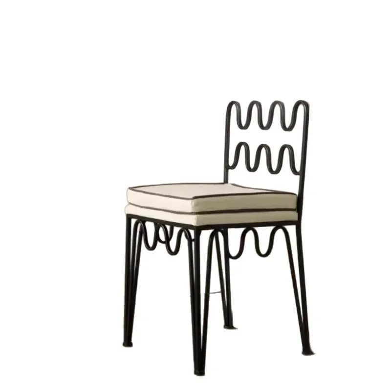 Wrought iron dining chair, minimalist metal black backrest dressing chair
Wrought iron dining chair, minimalist metal black backrest dressing chair