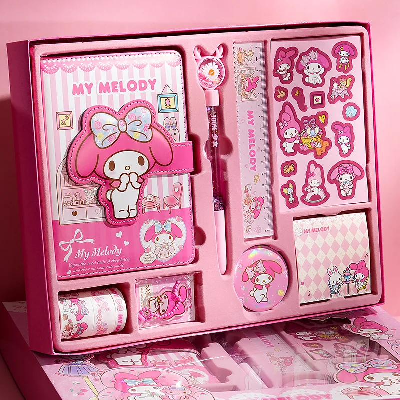 Sanrio My Melody Anime Kawaii Pen Notebook Ruler Stationery Set Cute Cartoon Kuromi Sticker Children School Gift Toys for Kids
Sanrio My Melody Anime Kawaii Pen Notebook Ruler Stationery Set Cute Cartoon Kuromi Sticker Children School Gift Toys for Kids