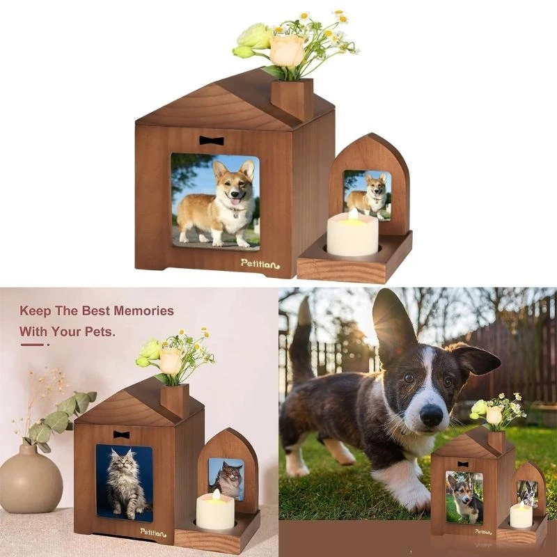 Pet Memorial Gifts Dog Urns with Photo Frame Holder for Deceased-Dog, for Ashes Pet Wood Memorial Urns for Funeral 
Pet Memorial Gifts Dog Urns with Photo Frame Holder for Deceased-Dog, for Ashes Pet Wood Memorial Urns for Funeral
