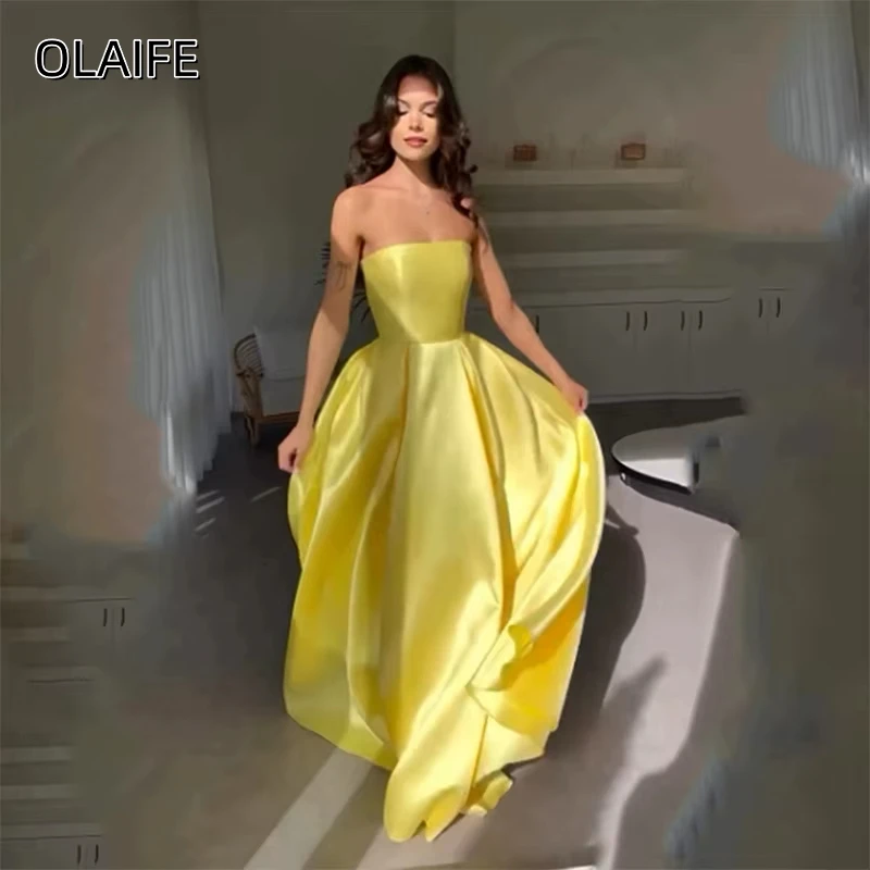 Strapless A Line Prom Dresses Saudi Arabia Simple Satin Sleeveless Floor Length Evening Gowns Customized فساتين حفلة موسيقية
Strapless A Line Prom Dresses Saudi Arabia Simple Satin Sleeveless Floor Length Evening Gowns Customized فساتين حفلة موسيقية