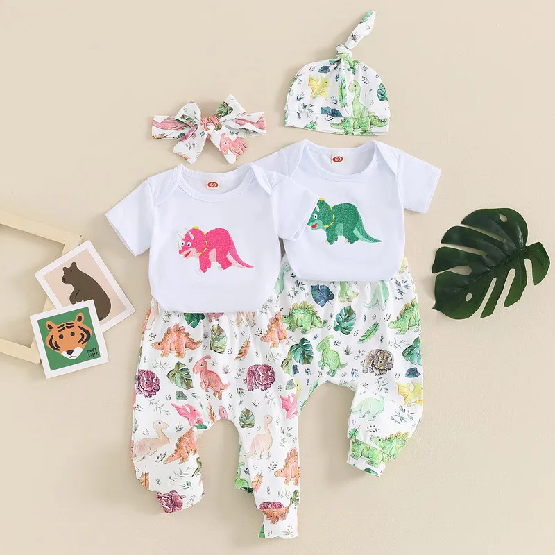 Baby 3Pcs Summer Outfits Short Sleeve Dinosaur Embroidery Romper + Pants + Hat Set Infant Clothes
Baby 3Pcs Summer Outfits Short Sleeve Dinosaur Embroidery Romper + Pants + Hat Set Infant Clothes