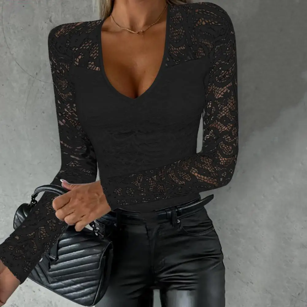Stretchy Soft Top Women's V Neck Lace Embroidered Long Sleeve Top Fall Spring Hollow Out Patchwork Soft Lady Sexy Blouse Women
Stretchy Soft Top Women's V Neck Lace Embroidered Long Sleeve Top Fall Spring Hollow Out Patchwork Soft Lady Sexy Blouse Women