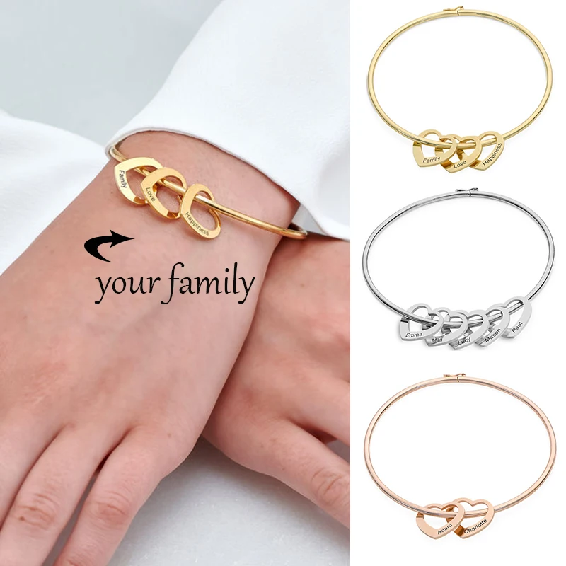 Customized Heart Charm Bracelet Engraved Names Stainless Steel Bracelets for Women Personalized Gift Ideas
Customized Heart Charm Bracelet Engraved Names Stainless Steel Bracelets for Women Personalized Gift Ideas