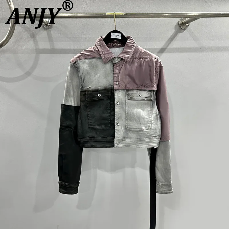 ANJY Autumn New Women Denim Jacket Single Breasted Heavy Craft Waxed Coated Contrast Color Spliced Pockets Punk Chic Coat A10443
ANJY Autumn New Women Denim Jacket Single Breasted Heavy Craft Waxed Coated Contrast Color Spliced Pockets Punk Chic Coat A10443
