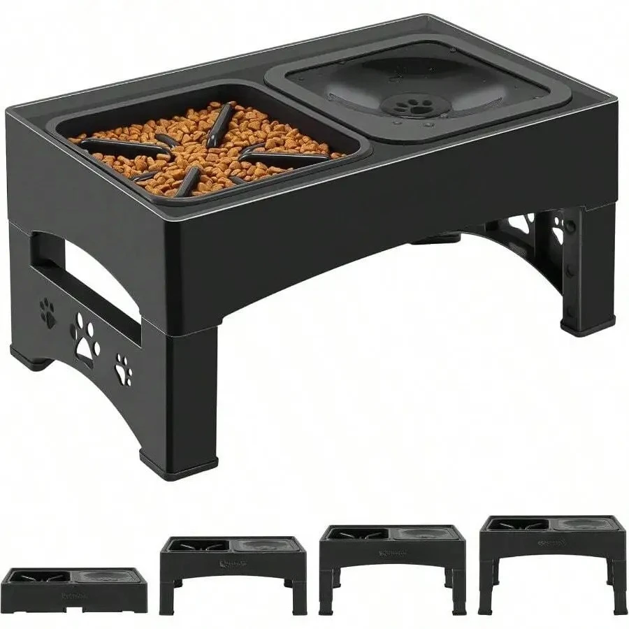 Elevated Slow Feeder Dog Bowls With Adjustable Height From 3.7 To 11.7 Non-Slip Stand For Large Medium And Small Dogs No-Spill Design For Healthy Eating And Drinking Ideal For Indoor Use Easy To Clean Durable Black Plastic Construction
Elevated Slow Feeder Dog Bowls With Adjustable Height From 3.7 To 11.7 Non-Slip Stand For Large Medium And Small Dogs No-Spill Design For Healthy Eating And Drinking Ideal For Indoor Use Easy To Clean Durable Black Plastic Construction