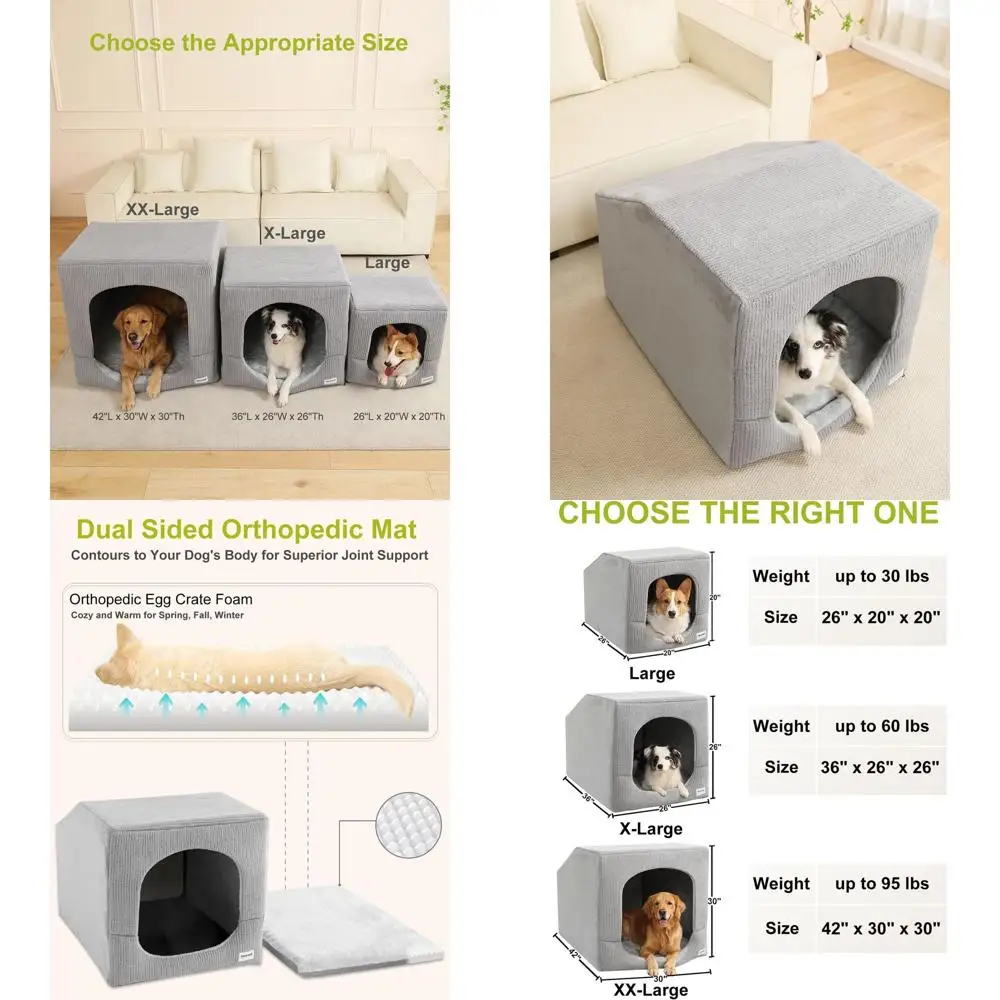 Extra Large, Medium, Small Dog House with Washable Orthopedic Bed and Removable Cover - Large Space, Strong Support, Cute Cat Ca
Extra Large, Medium, Small Dog House with Washable Orthopedic Bed and Removable Cover - Large Space, Strong Support, Cute Cat Ca