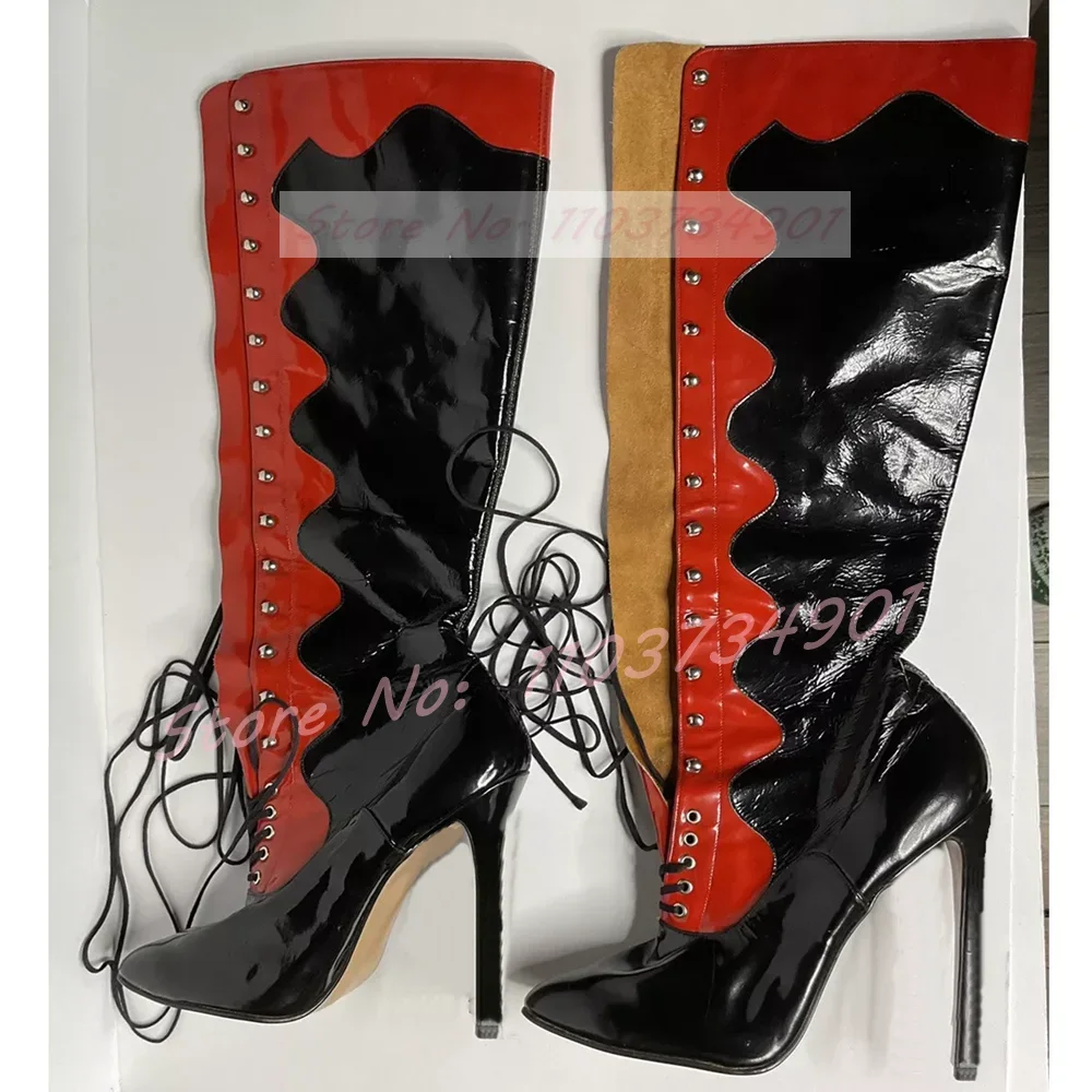 Lace Up Rivets Knee High Boots Women Sexy Pointy Toe Mixed Colors High Heels Shoes Female Fashion Praty Nightclub Punk Boots
Lace Up Rivets Knee High Boots Women Sexy Pointy Toe Mixed Colors High Heels Shoes Female Fashion Praty Nightclub Punk Boots