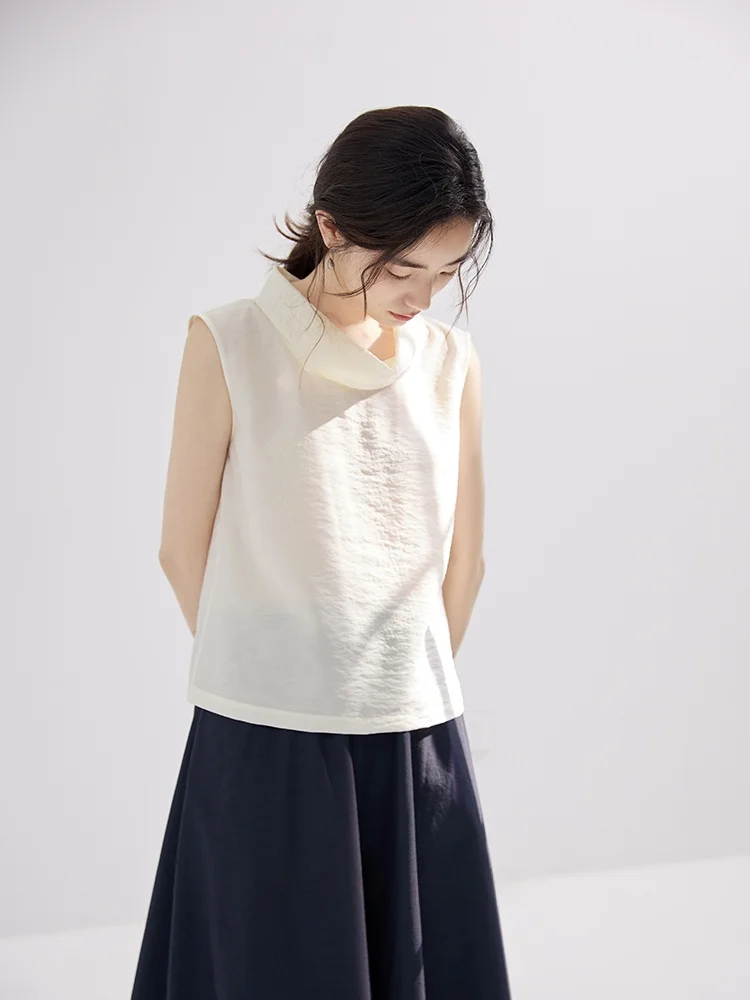 Nomumad Silk Cool Sleeveless Shirt Summer Fashion Women's Pure Color Regular Length Stack Collar Swing Collar Top
Nomumad Silk Cool Sleeveless Shirt Summer Fashion Women's Pure Color Regular Length Stack Collar Swing Collar Top