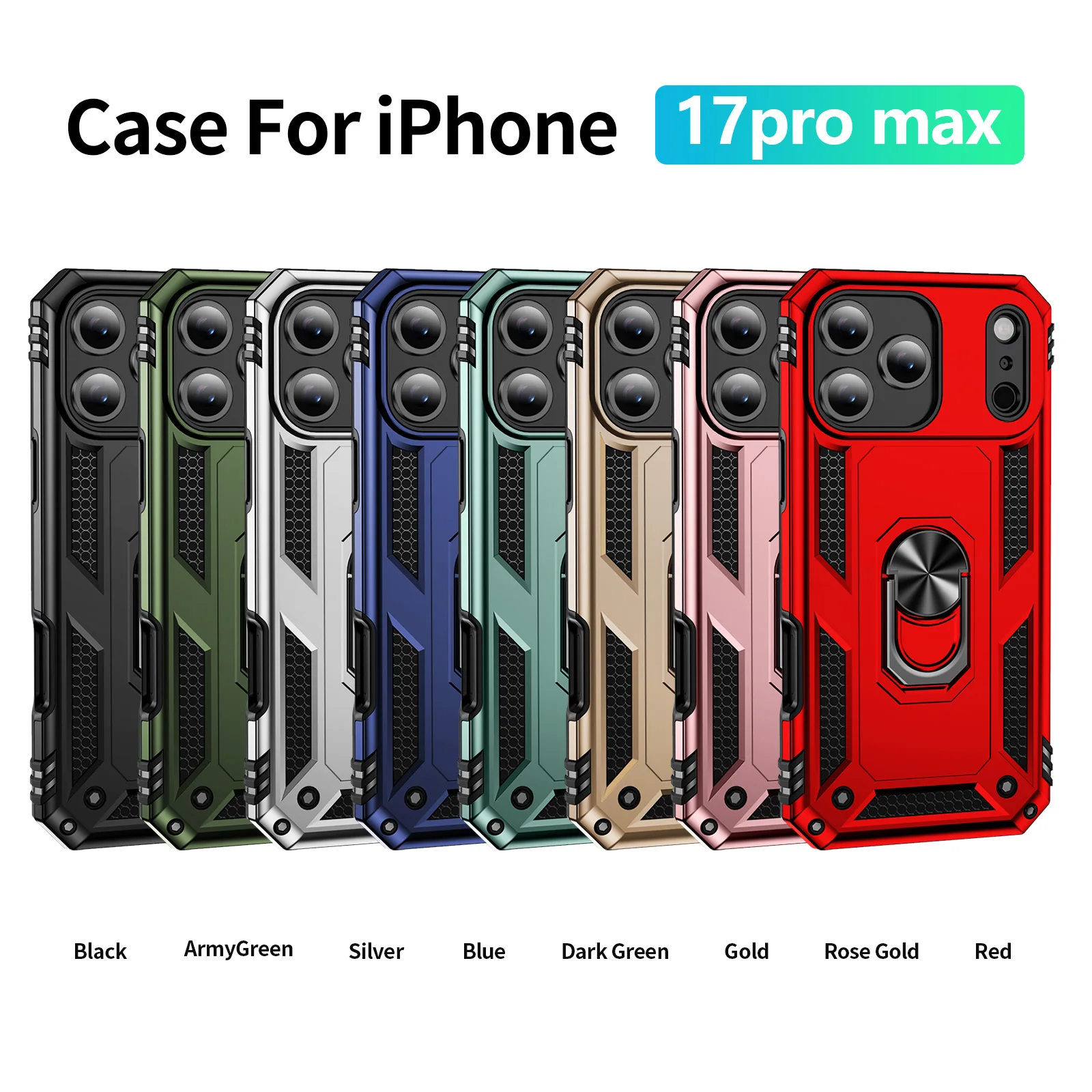 Shockproof Case For iPhone 17 16 15 14 13 12 11 Pro Max XR 7 8 Luxury PC+TPU Cover Phone Back Protective Skins Shell Kickstand
Shockproof Case For iPhone 17 16 15 14 13 12 11 Pro Max XR 7 8 Luxury PC+TPU Cover Phone Back Protective Skins Shell Kickstand