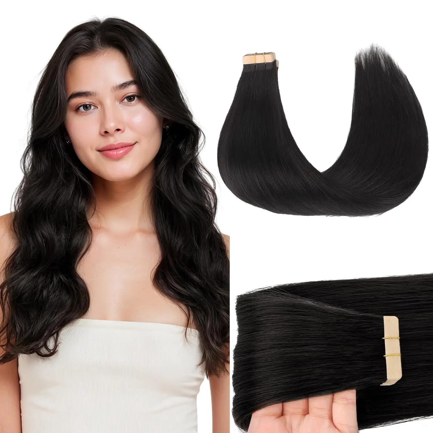 Tape in Hair Extensions 100% Human Hair Black Straight 40g Tape in Extensions for Women 20pcs (#1B Natural Black, 16 inch)
Tape in Hair Extensions 100% Human Hair Black Straight 40g Tape in Extensions for Women 20pcs (#1B Natural Black, 16 inch)
