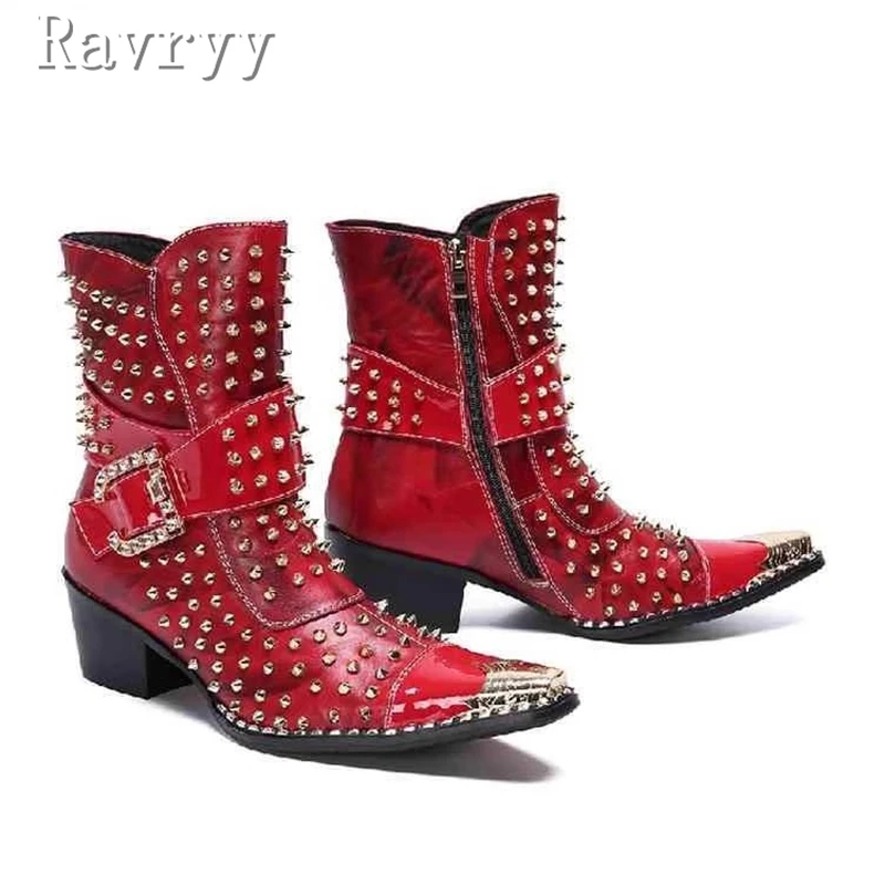 Luxury Silver Rivets Men Motorcycle Boots Designer Metal Pointed Toe Belt Buckle Short Boots Genuine Leather Cowboy Mid Boots
Luxury Silver Rivets Men Motorcycle Boots Designer Metal Pointed Toe Belt Buckle Short Boots Genuine Leather Cowboy Mid Boots
