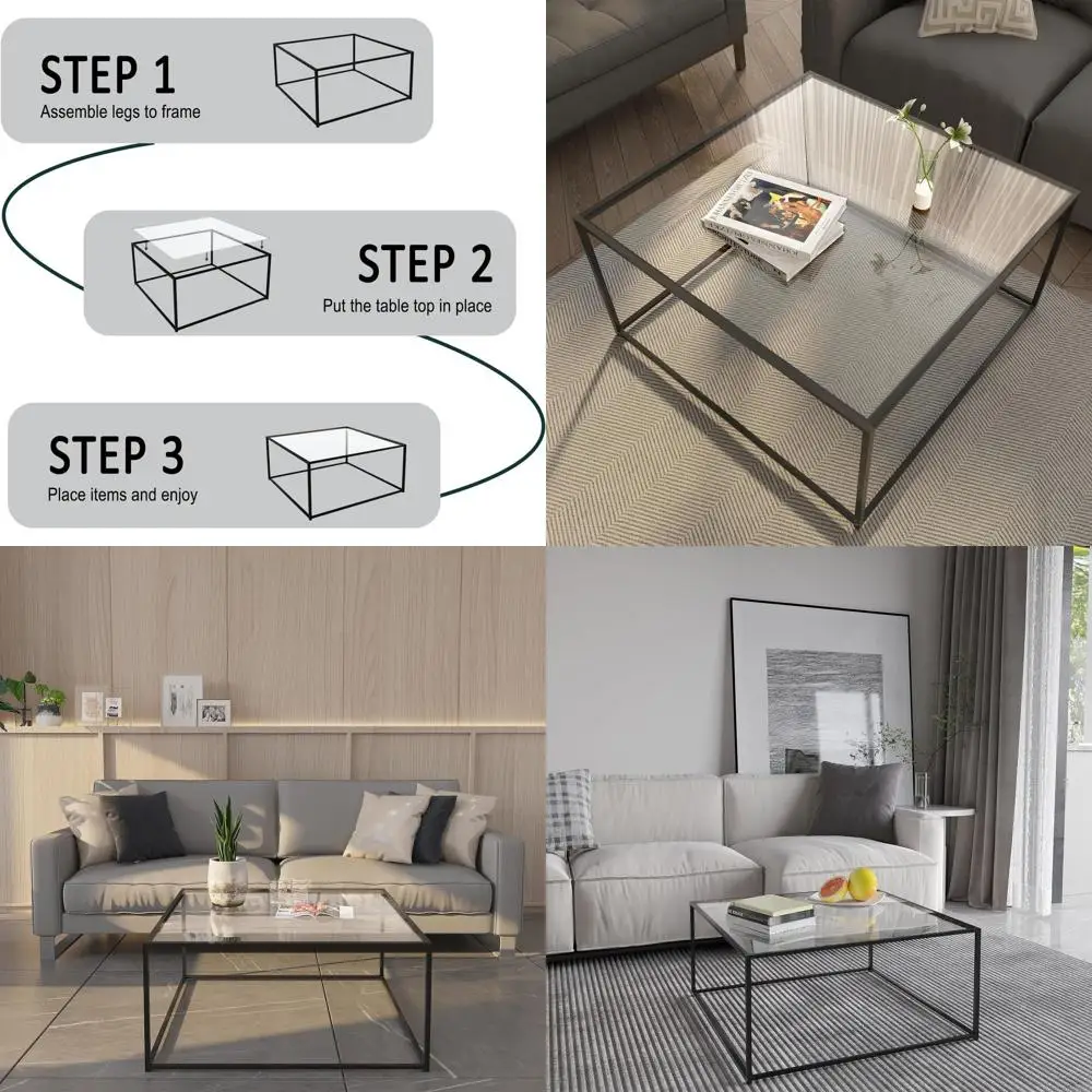 Modern Minimalist Glass Coffee Table, Living Room Sofa Side Table, Tempered Glass Top with Metal Frame, Easy Assembly, 26.4 x 26
Modern Minimalist Glass Coffee Table, Living Room Sofa Side Table, Tempered Glass Top with Metal Frame, Easy Assembly, 26.4 x 26