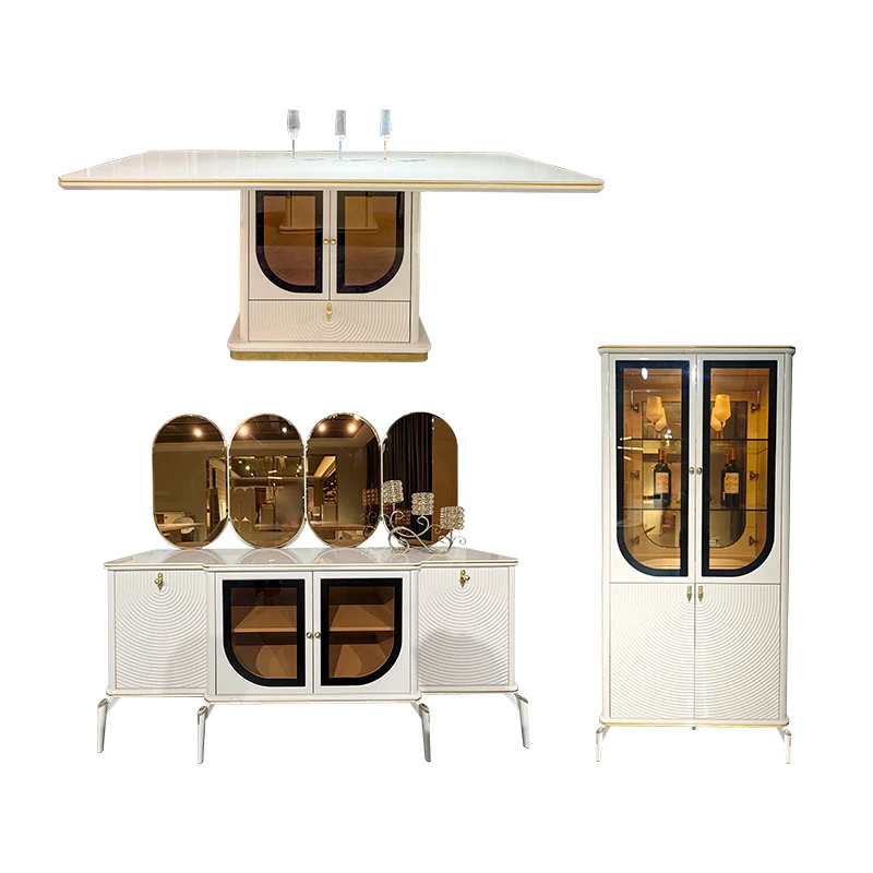 &White Modern Luxury Wooden Dining Table Set Home Furniture Wood Table Large Storage Dining Room Set 6 Seater
&White Modern Luxury Wooden Dining Table Set Home Furniture Wood Table Large Storage Dining Room Set 6 Seater