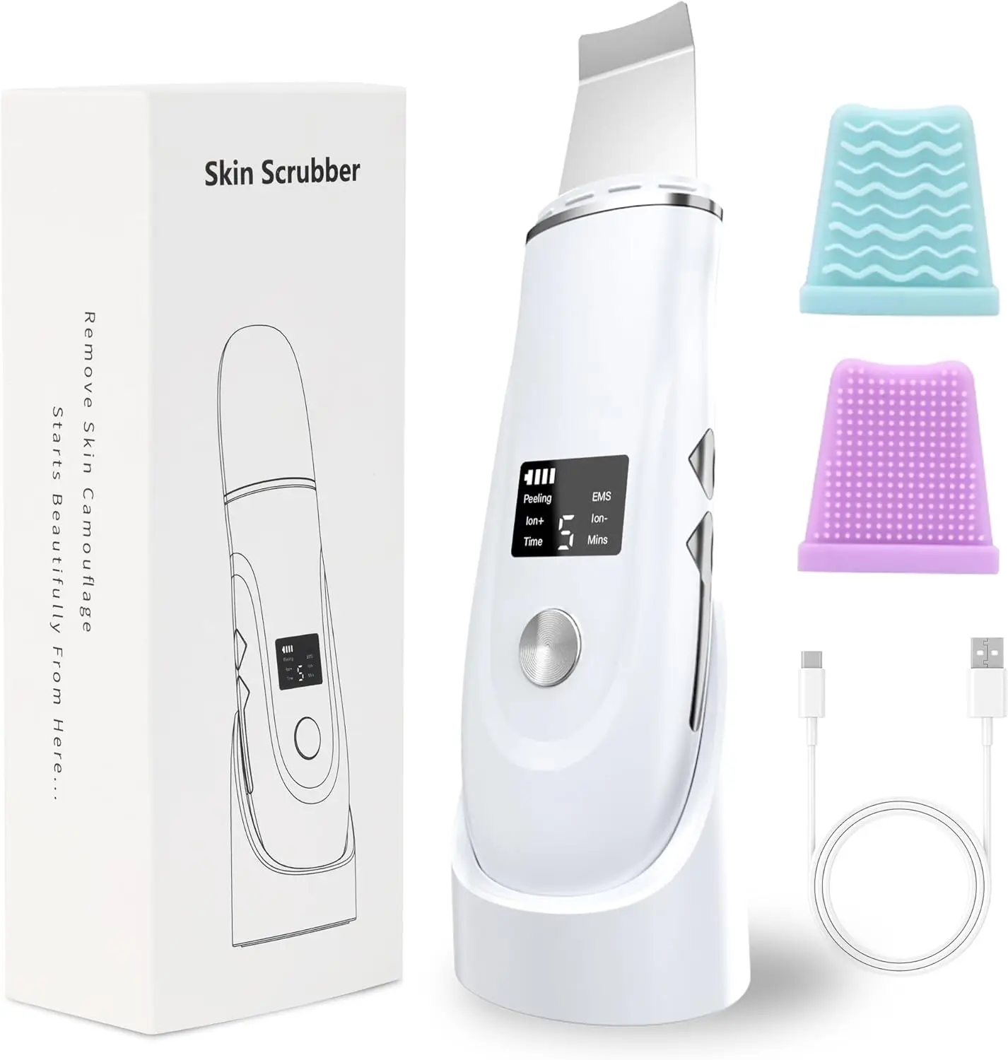Face Scrubber Skin Spatula - Blackhead Remover Deep Cleansing Tool for Pore Extraction, 4-in-1 Fast Charging Dock Blackhead Remover Face Spatula for Facial Skincare Women Gift (White)
Face Scrubber Skin Spatula - Blackhead Remover Deep Cleansing Tool for Pore Extraction, 4-in-1 Fast Charging Dock Blackhead Remover Face Spatula for Facial Skincare Women Gift (White)