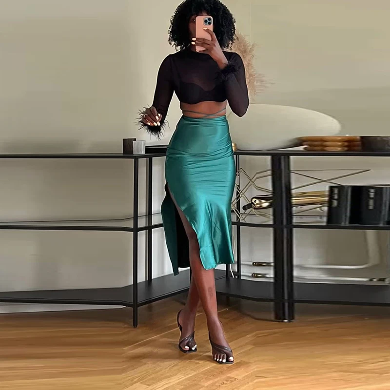 sexy split short Skirts sheath Satin Birthday Party Wedding Guest Skirts Green High Street Women Prom Party Formal Wear Saias
sexy split short Skirts sheath Satin Birthday Party Wedding Guest Skirts Green High Street Women Prom Party Formal Wear Saias