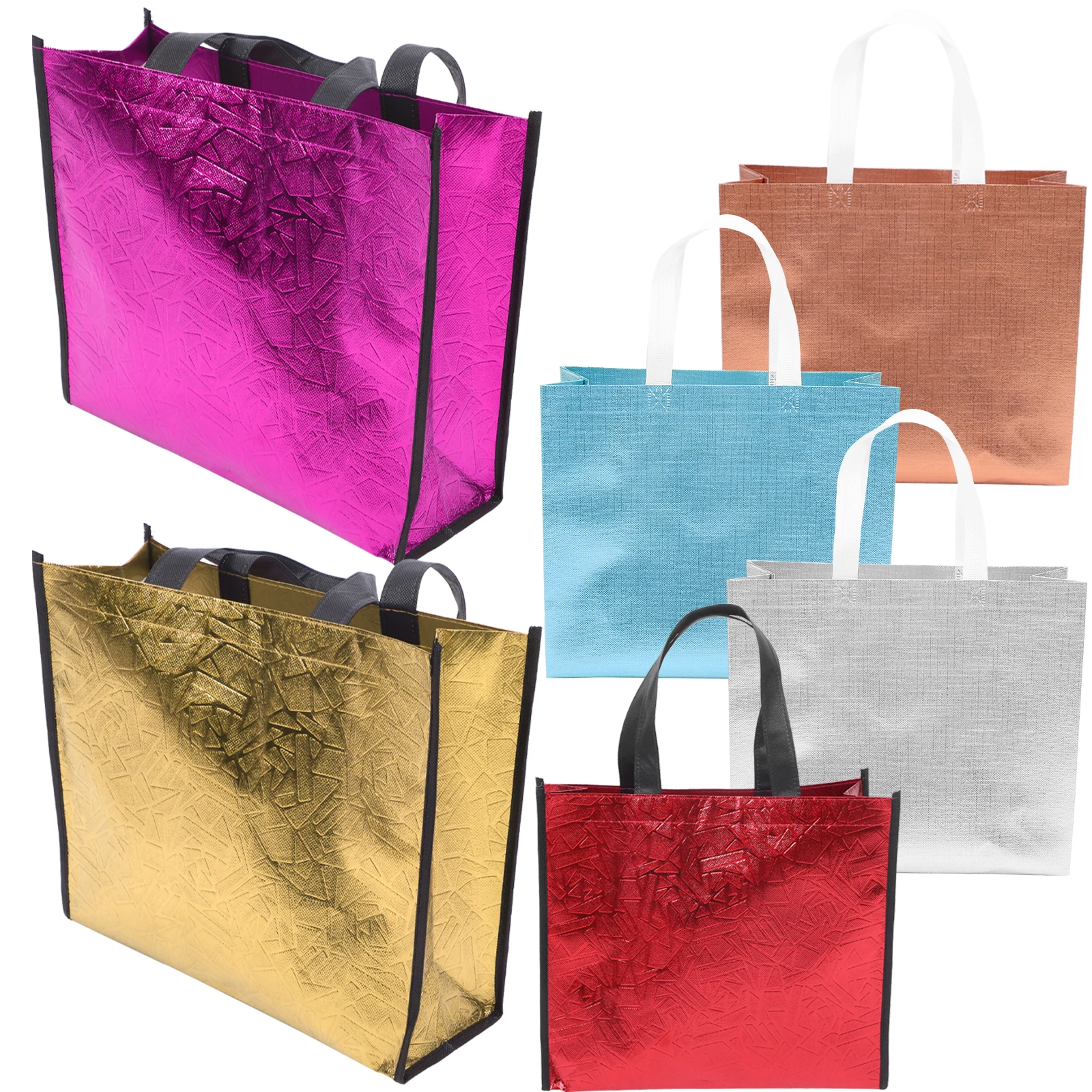 6 Pcs Reusable Gift Bags 27x32cm Rose Gold Silver Colors Portable Shopping H bags Wrapping Storage Birthday Party
6 Pcs Reusable Gift Bags 27x32cm Rose Gold Silver Colors Portable Shopping H bags Wrapping Storage Birthday Party