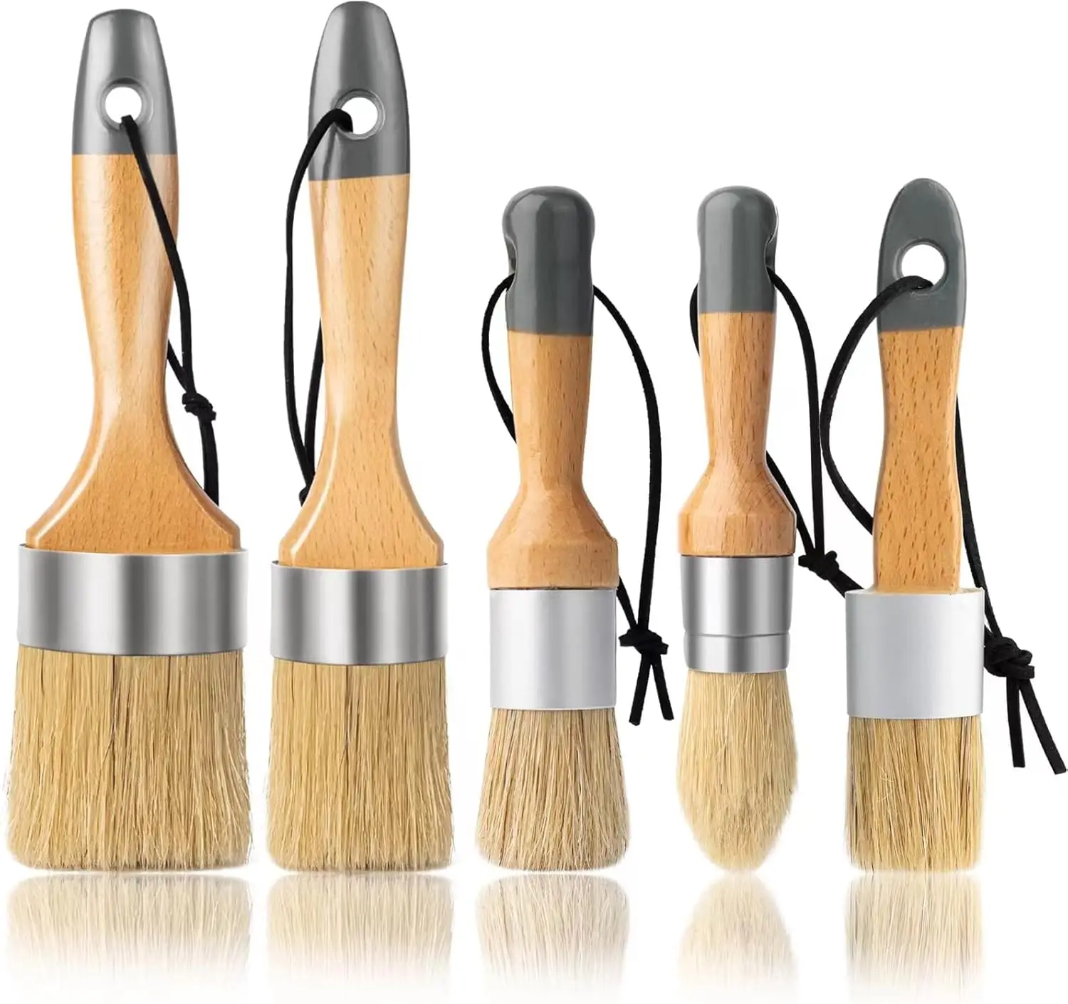 5-Piece Chalk & Wax Paint Brush Set, Natural Bristle Round Oval for Furniture DIY Art Crafts
5-Piece Chalk & Wax Paint Brush Set, Natural Bristle Round Oval for Furniture DIY Art Crafts