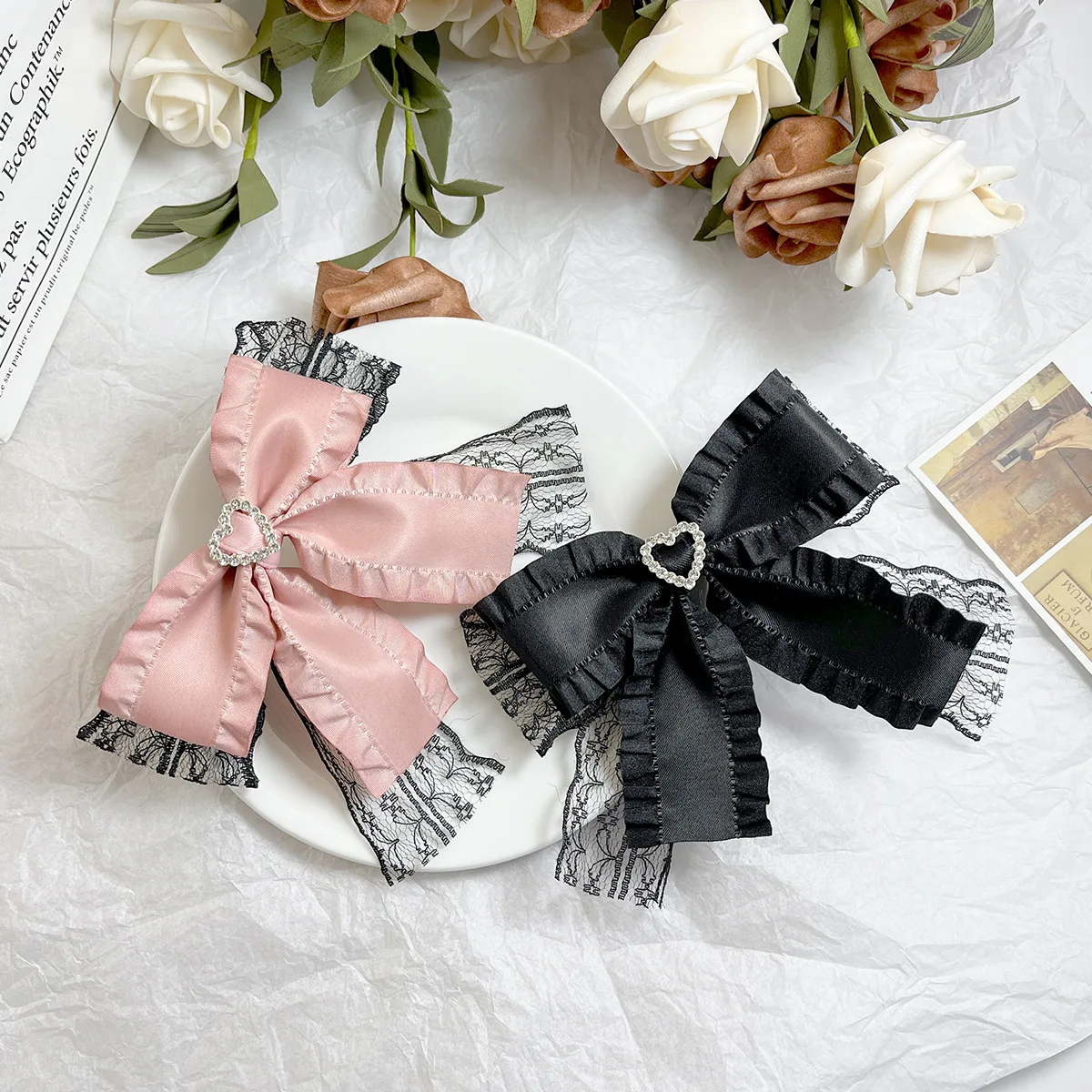 Ladies' Hair Clips Japanese Lace Heart Bowknot Cool Sweet Kawaii fashion Barrette Lolita JK Versatile Hair Accessories For Girl
Ladies' Hair Clips Japanese Lace Heart Bowknot Cool Sweet Kawaii fashion Barrette Lolita JK Versatile Hair Accessories For Girl