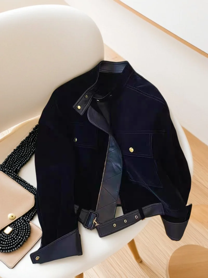 Ele Bla PU Leather Velvet Jaet Motorcycle Sle Stand Collar ex Spring Autumn Sweet Cool Street Sle Top
Ele Bla PU Leather Velvet Jaet Motorcycle Sle Stand Collar ex Spring Autumn Sweet Cool Street Sle Top