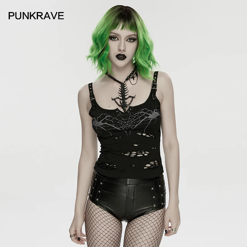 PUNK RAVE Women's Punk Knitted & Tattered Mesh Spider Web Printed Vest Mysterious Dark Totem Decadent Camis Two Colors
PUNK RAVE Women's Punk Knitted & Tattered Mesh Spider Web Printed Vest Mysterious Dark Totem Decadent Camis Two Colors