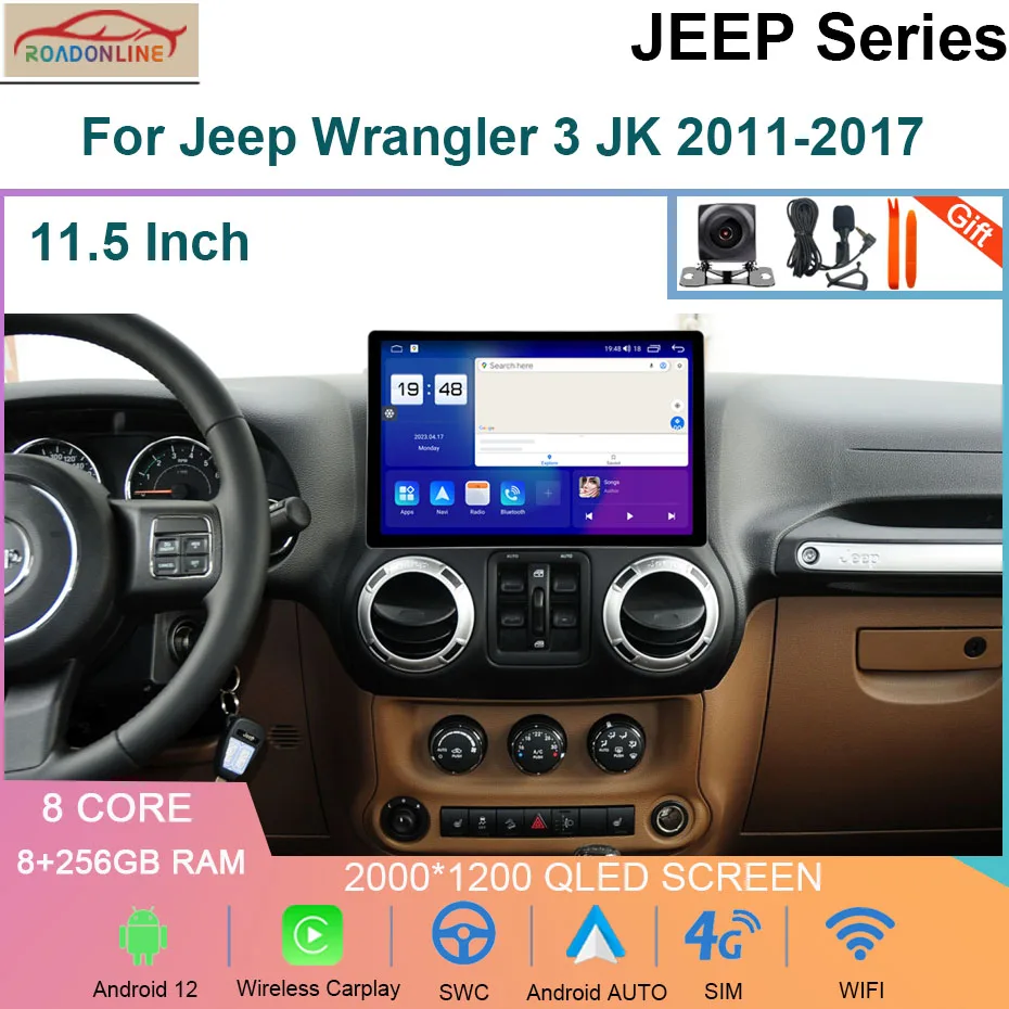 11.5 INCH 2K Screen For Jeep Wrangler 3 JK 2010-2018 Car Android 12 System GPS Multimedia Player Carplay GPS Car Radio Stereo 4G
11.5 INCH 2K Screen For Jeep Wrangler 3 JK 2010-2018 Car Android 12 System GPS Multimedia Player Carplay GPS Car Radio Stereo 4G