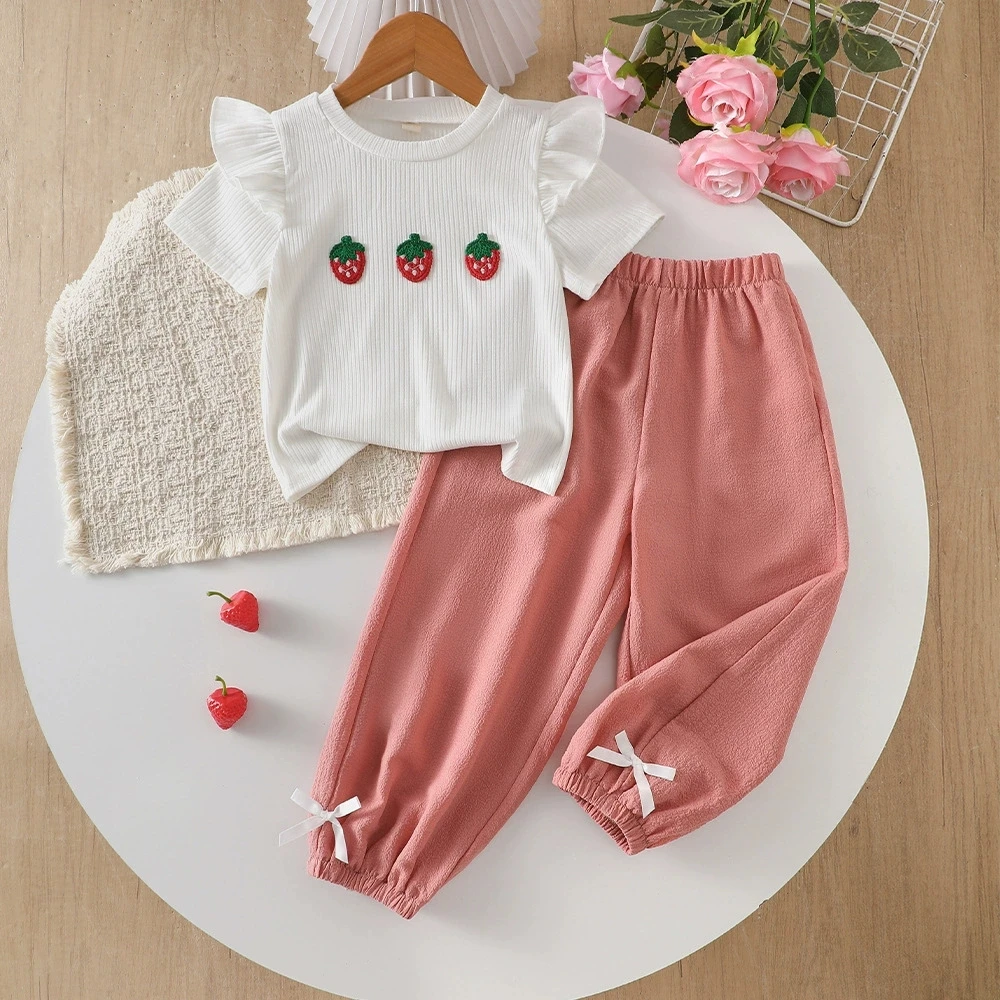 Girls' Summer Outfits Round Neck T-Shirt Short-sleeved Top + Casual Wide Leg Pants Two-Piece Set Daily Wear Clothes For Girl
Girls' Summer Outfits Round Neck T-Shirt Short-sleeved Top + Casual Wide Leg Pants Two-Piece Set Daily Wear Clothes For Girl