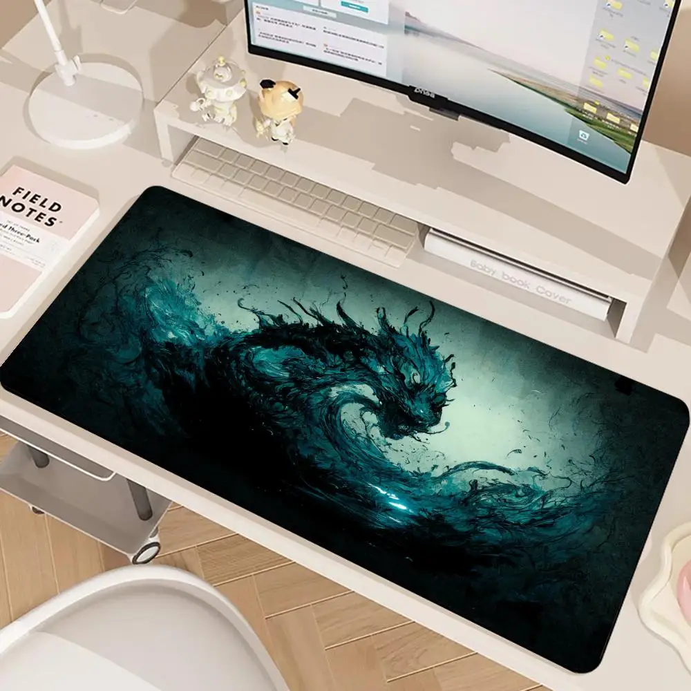 XL Extended Gaming Mouse Pad Waterproof Anti-slip Dragon Desk Mat, Rubber Base Large Mouse Mat for PC Laptop Keyboard Gamer