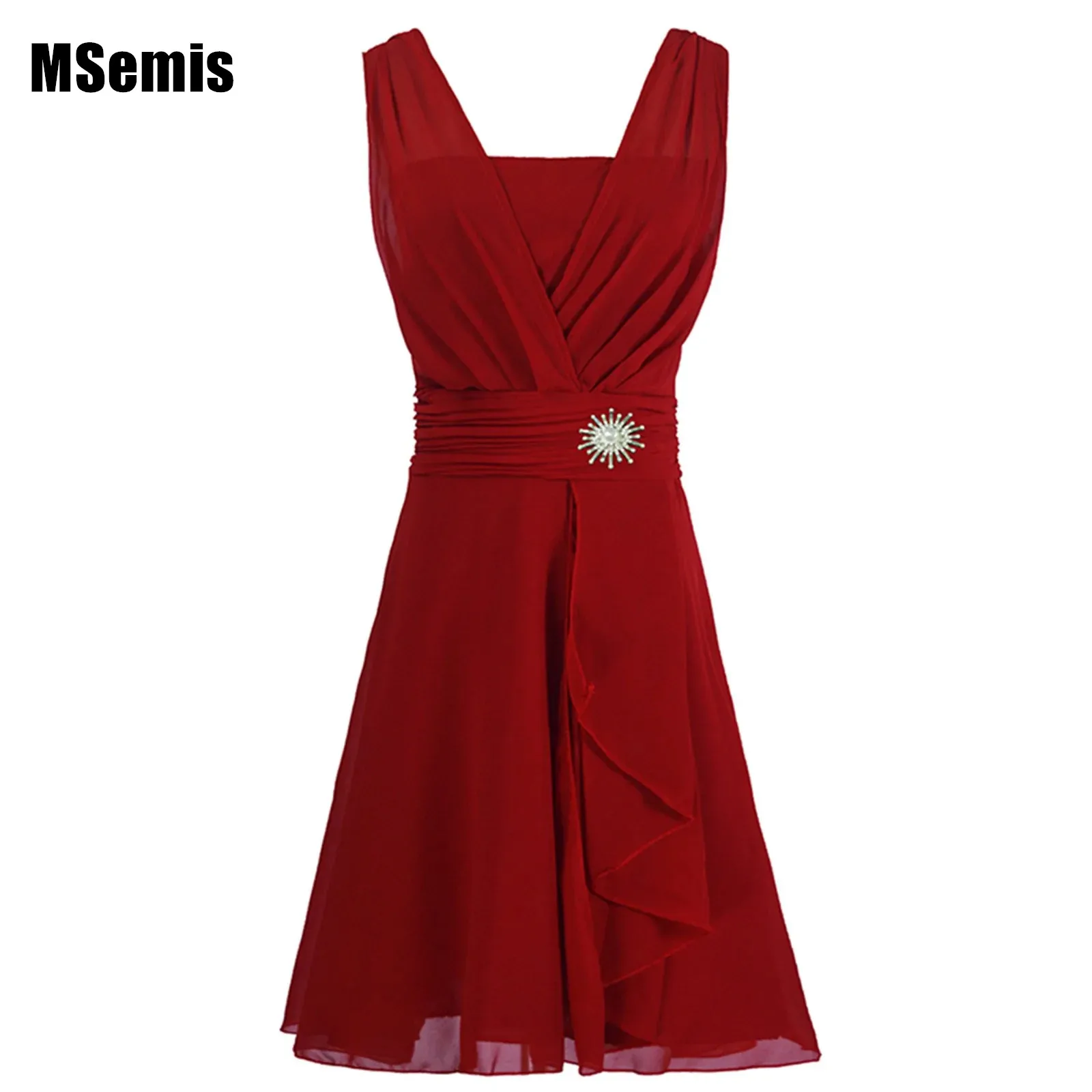 Women V Neck Sleeve High Waist Chiffon Dress A-Line Pure Color Ruffle Knee Length Swing Dress Party Wedding Evening
Women V Neck Sleeve High Waist Chiffon Dress A-Line Pure Color Ruffle Knee Length Swing Dress Party Wedding Evening