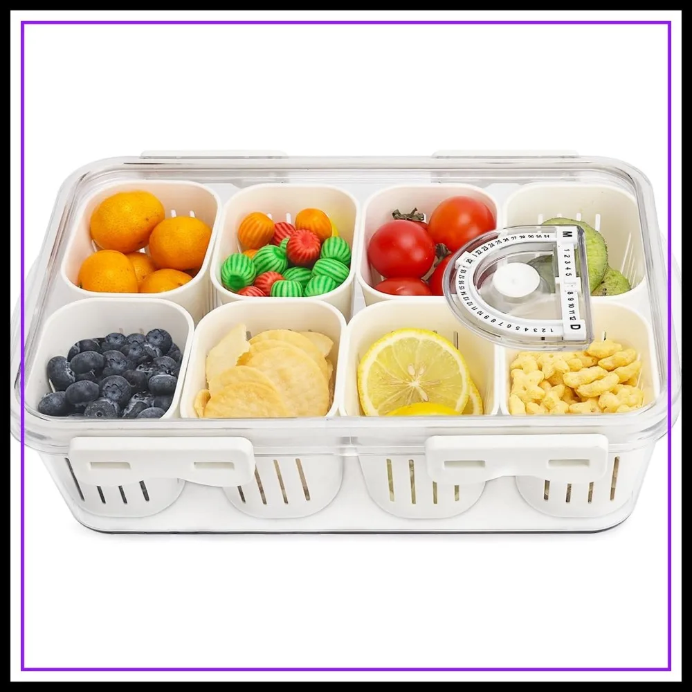 Divided Serving Tray with Lid, 8 Compartment Snack Box, Portable Veggie Tray for Fridge, Party, Picnic
Divided Serving Tray with Lid, 8 Compartment Snack Box, Portable Veggie Tray for Fridge, Party, Picnic