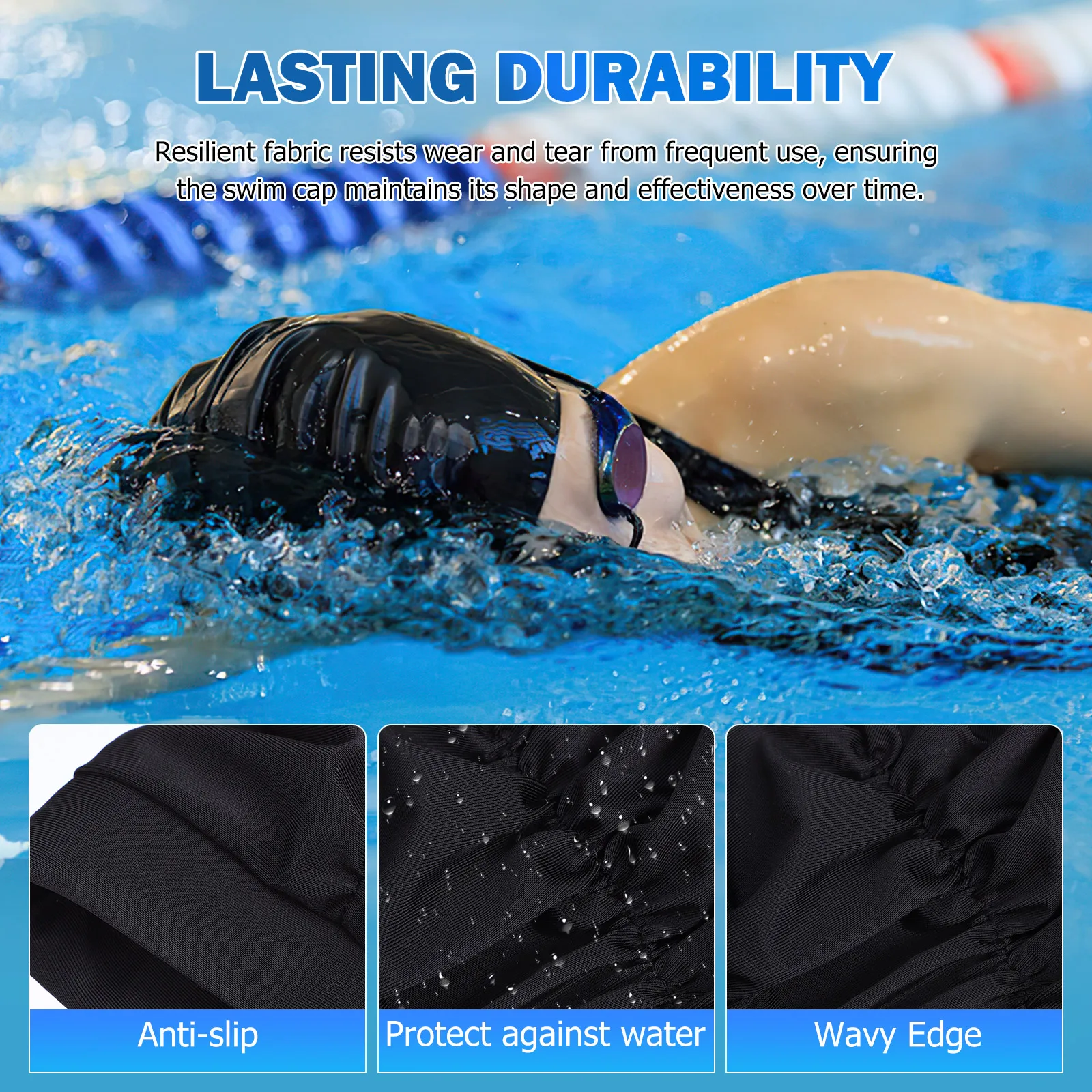 2Pcs Elastic Swim Caps Polyester Hats Blue Universal Fit Pleated Structure Unisex Adult Swimmers Breathing Fabric
2Pcs Elastic Swim Caps Polyester Hats Blue Universal Fit Pleated Structure Unisex Adult Swimmers Breathing Fabric