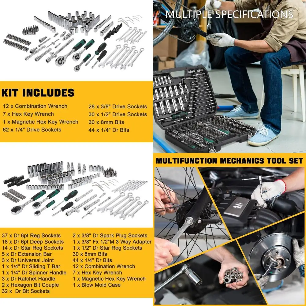 Набор инструментов из 216 шт., набор торцевых ключей, механические инструменты, набор приводных головок 1/4 дюйма, 3/8 дюйма, 1/2 дюйма, быстроразъемная трещотка с 72 зубьями, набор инструментов с
Набор инструментов из 216 шт., набор торцевых ключей, механические инструменты, набор приводных головок 1/4 дюйма, 3/8 дюйма, 1/2 дюйма, быстроразъемная трещотка с 72 зубьями, набор инструментов с