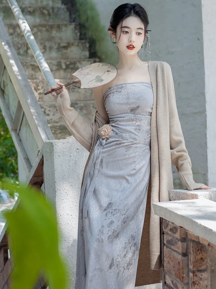 Dress Women's New Chinese Style Retro Set High-Grade SolidColor Mid-Length Sleeveless Cardigan Three-Piece Set Spring and Summer
Dress Women's New Chinese Style Retro Set High-Grade SolidColor Mid-Length Sleeveless Cardigan Three-Piece Set Spring and Summer