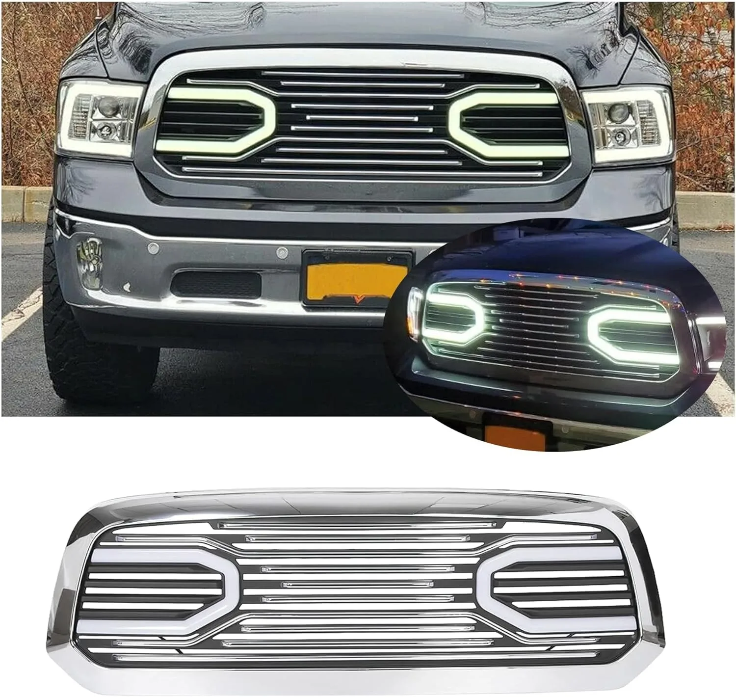 For 2013-2018 Dodge Ram 1500 Front Big Horn Chrome Bumper Grille Shell W/Light
For 2013-2018 Dodge Ram 1500 Front Big Horn Chrome Bumper Grille Shell W/Light
