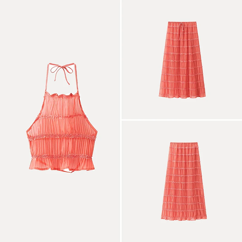 Spring New Sle Women's Faion Set Dstring ter Ne Top And Long Skirt Two-Piece Suit Polyester Fiber Sexy Pleated
Spring New Sle Women's Faion Set Dstring ter Ne Top And Long Skirt Two-Piece Suit Polyester Fiber Sexy Pleated
