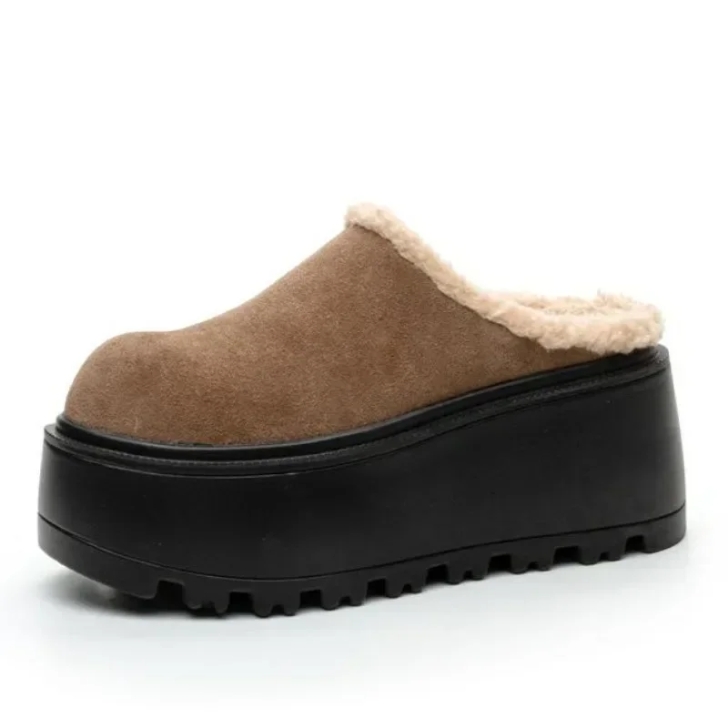 8CM Women Winter Slippers New Genuine Leather Closed Toe Slippers Autumn Women Platform High Heels Wear One Foot Slippers Women
8CM Women Winter Slippers New Genuine Leather Closed Toe Slippers Autumn Women Platform High Heels Wear One Foot Slippers Women