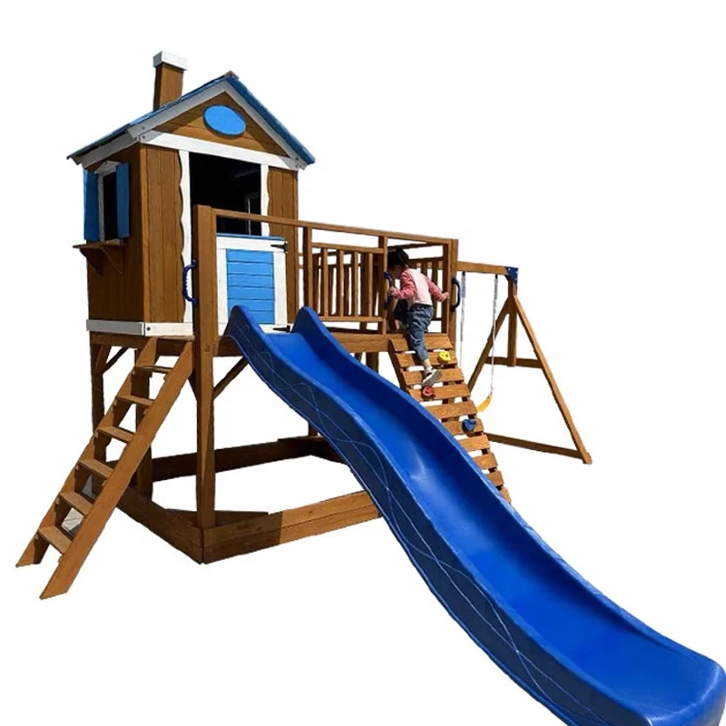 Outdoor Waterproof Wooden Playhouse With Slide Swing Set And Sandbox Kids' Playground Play House For Patio Backyard
Outdoor Waterproof Wooden Playhouse With Slide Swing Set And Sandbox Kids' Playground Play House For Patio Backyard