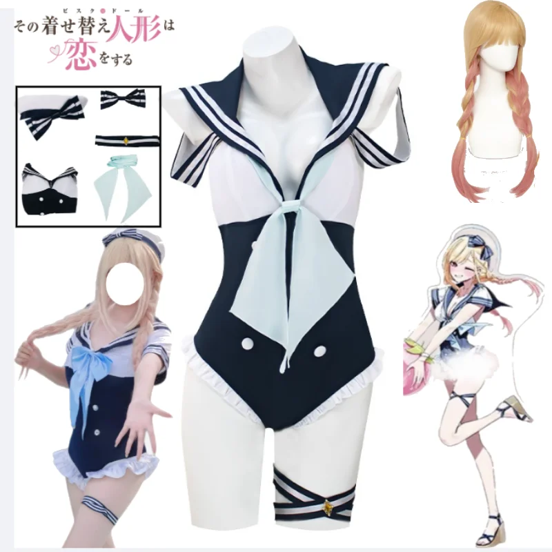 My Dress-Up Darling Kitagawa Marin Cosplay Swimsuit Full Set Sailor Dress Bow Wig Set for Halloween Party Kitagawa Role Play
My Dress-Up Darling Kitagawa Marin Cosplay Swimsuit Full Set Sailor Dress Bow Wig Set for Halloween Party Kitagawa Role Play