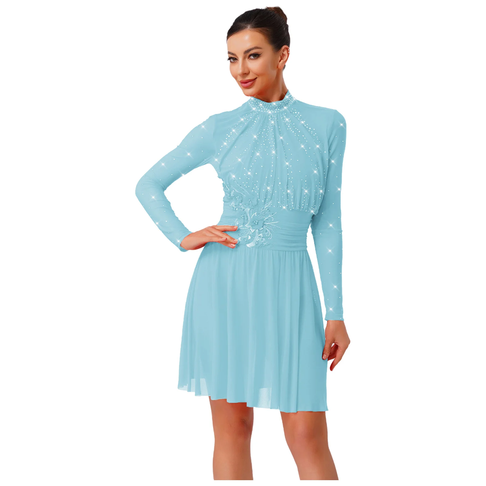 Womens Lyrical Ballet Dance Dress Embroidery Applique Shiny Rhinestones Long Sleeve Leotard Dress for Figure Skating Gymnastics
Womens Lyrical Ballet Dance Dress Embroidery Applique Shiny Rhinestones Long Sleeve Leotard Dress for Figure Skating Gymnastics