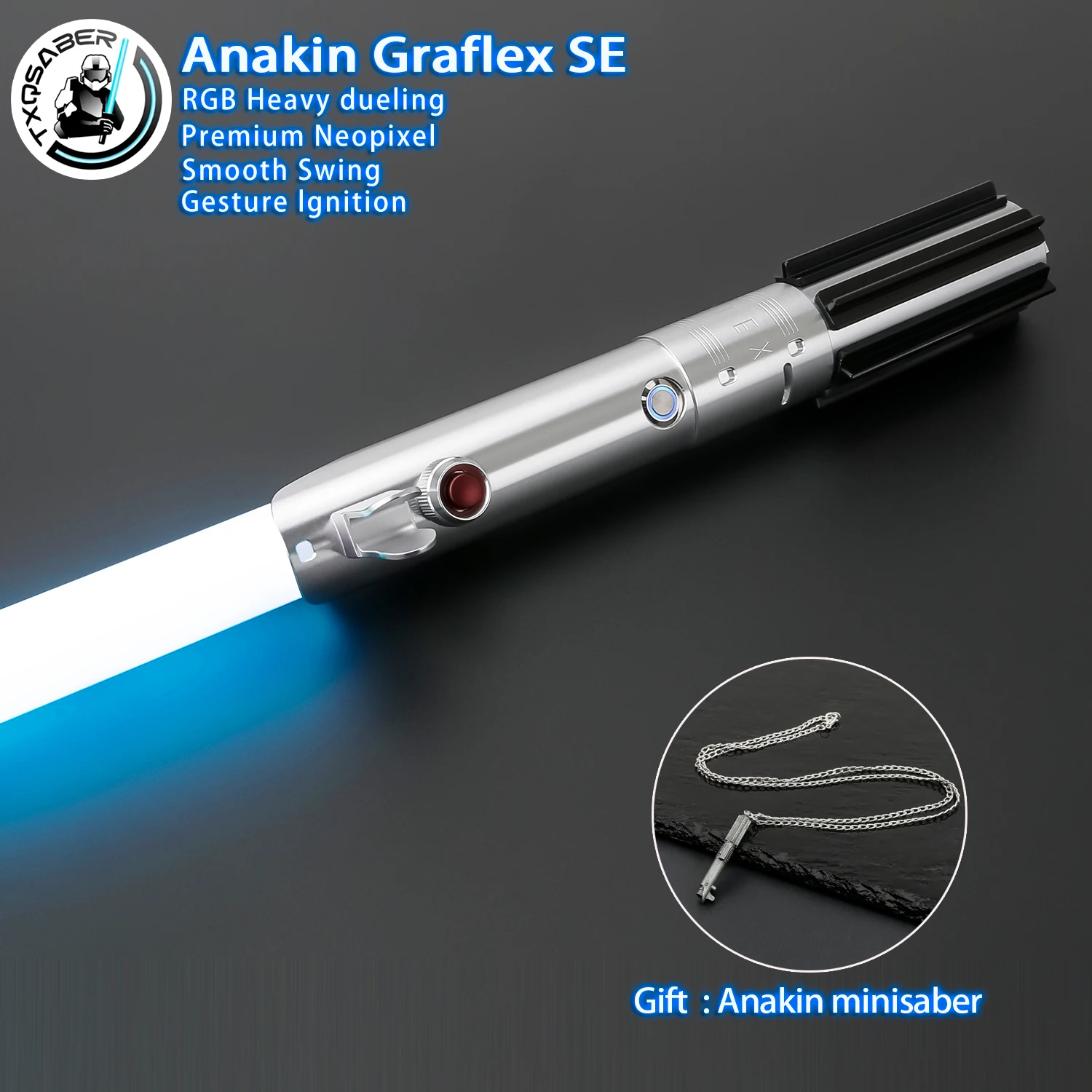 TXQSABER Anakin Graflex SE RGB Heavy Dueling NeoPixel Lightsaber Smooth Swing Metal Hilt with Strap Blaster Force Cosplay Gifts
TXQSABER Anakin Graflex SE RGB Heavy Dueling NeoPixel Lightsaber Smooth Swing Metal Hilt with Strap Blaster Force Cosplay Gifts