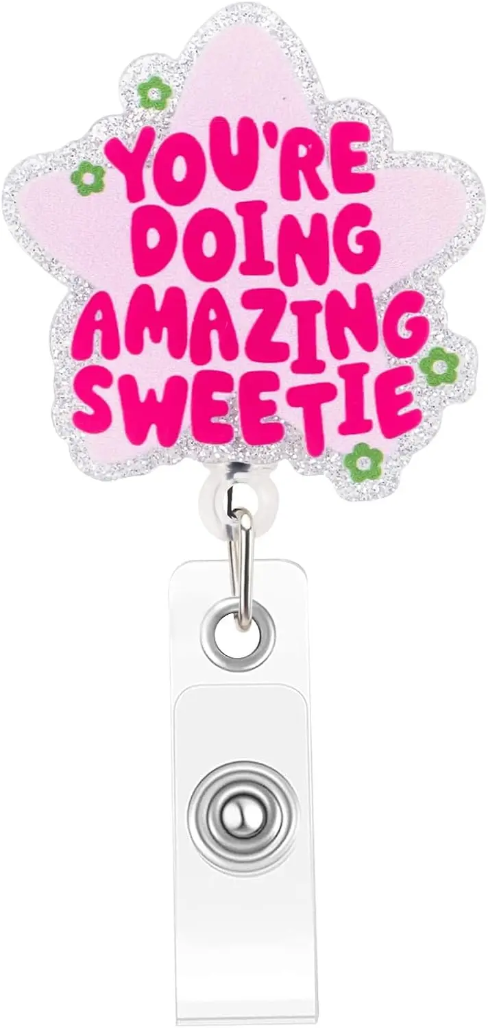 Funny Nurse Badge Reel Retractable ID Holder Pink 'You're Doing Amazing Sweetie' for Women Healthcare Workers
Funny Nurse Badge Reel Retractable ID Holder Pink 'You're Doing Amazing Sweetie' for Women Healthcare Workers