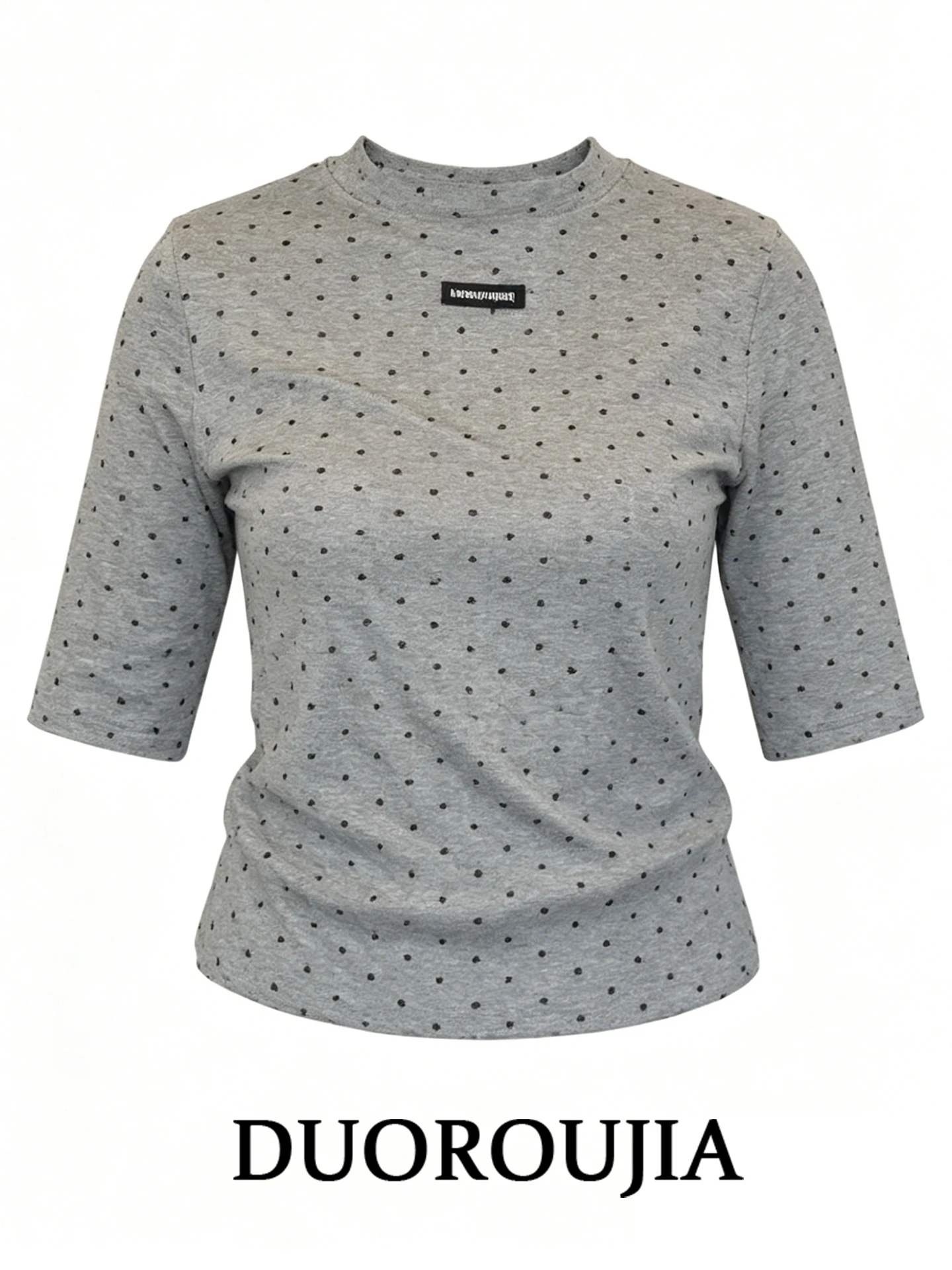 DUOR plus Size American Retro Grey Polka Dot Short Sleeve T-Shirt Women Summer Slim Fit round Neck Top High Waist Printed
DUOR plus Size American Retro Grey Polka Dot Short Sleeve T-Shirt Women Summer Slim Fit round Neck Top High Waist Printed