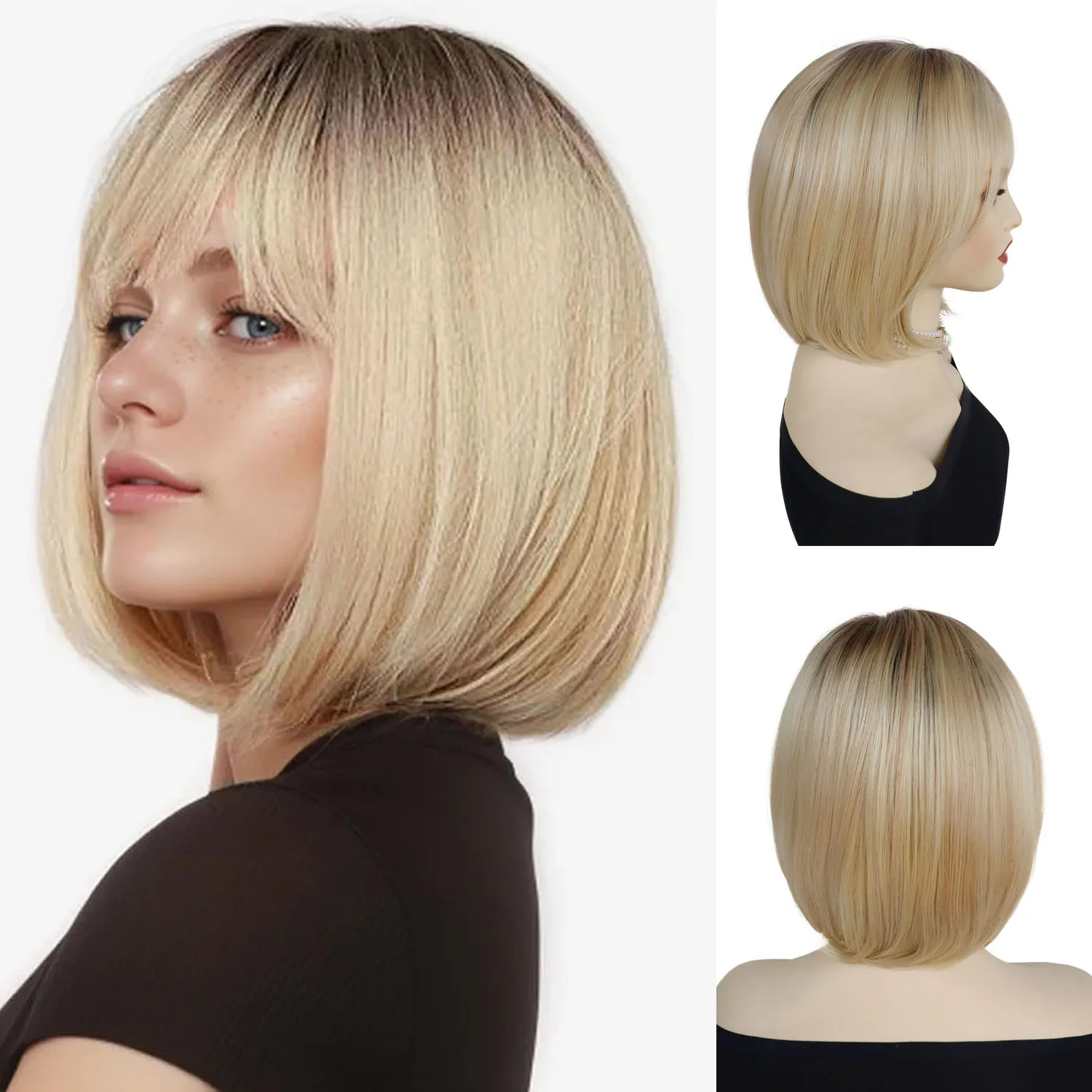 Synthetic 12 Inch Short Straight Wig with Bangs Natural Style Mommy Wigs Ombre Blonde Bob Wig for Women Heat Resistant Daily Use
Synthetic 12 Inch Short Straight Wig with Bangs Natural Style Mommy Wigs Ombre Blonde Bob Wig for Women Heat Resistant Daily Use